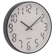 Relógio 29,87x4,5cm De Parede Em Plástico Quartz Branco Com Preto